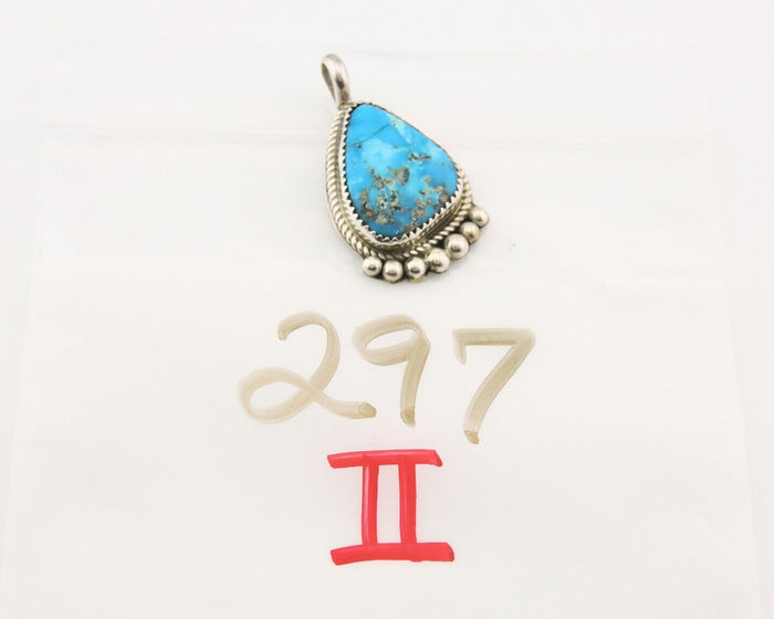 Navajo 925 Silver Pendant Turquoise Handmade Artist Signed D Spencer C.80's