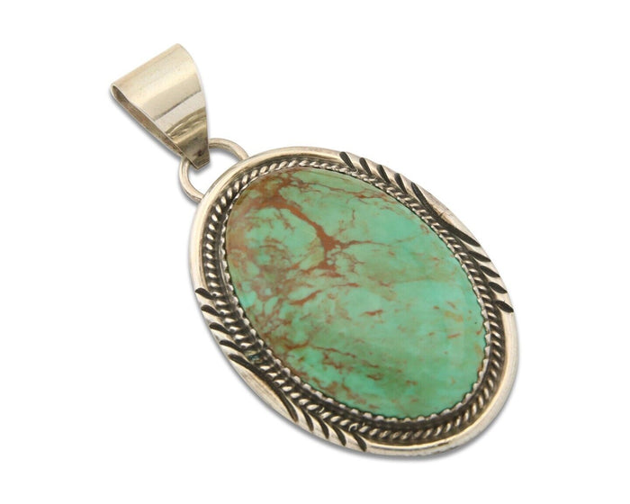 Navajo 925 Silver Pendant Turquoise Handmade Artist Signed Herman Lee C.80's