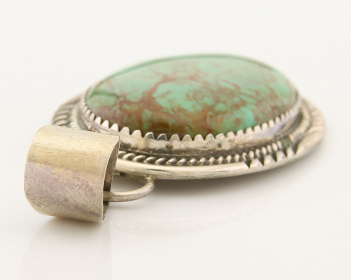 Navajo 925 Silver Pendant Turquoise Handmade Artist Signed Herman Lee C.80's