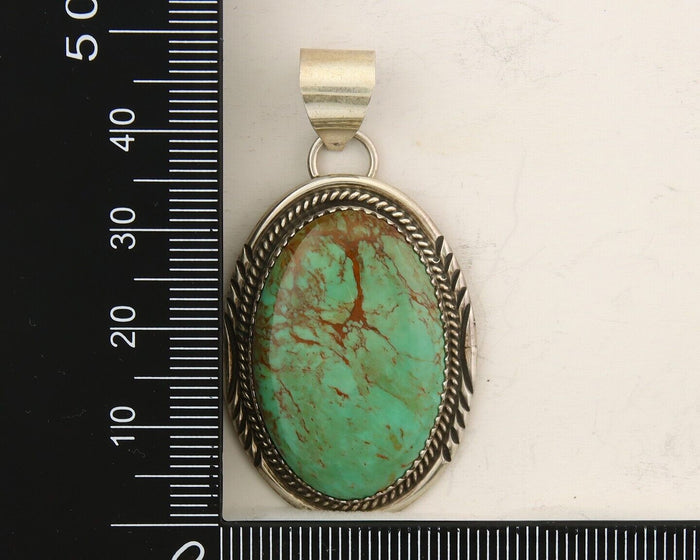 Navajo 925 Silver Pendant Turquoise Handmade Artist Signed Herman Lee C.80's