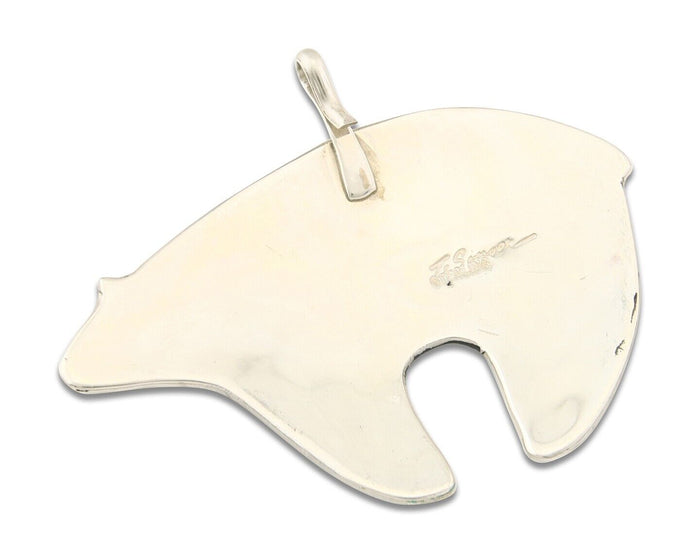 Navajo 925 Silver Spirit Bear Pendant Artist Signed Thomas Singer C.80's