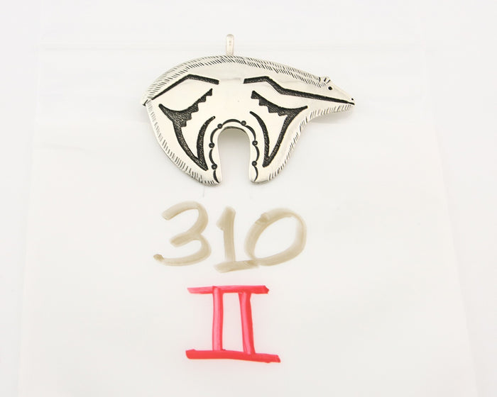 Navajo 925 Silver Spirit Bear Pendant Artist Signed Thomas Singer C.80's