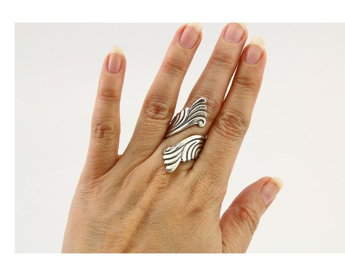 Navajo Adjustable Full Finger Ring 925 Silver Native American Size 5-9 C.80's