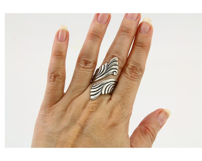 Navajo Adjustable Full Finger Ring 925 Silver Native American Size 5-9 C.80's