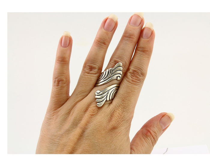 Navajo Adjustable Full Finger Ring 925 Silver Native American Size 5-9 C.80's