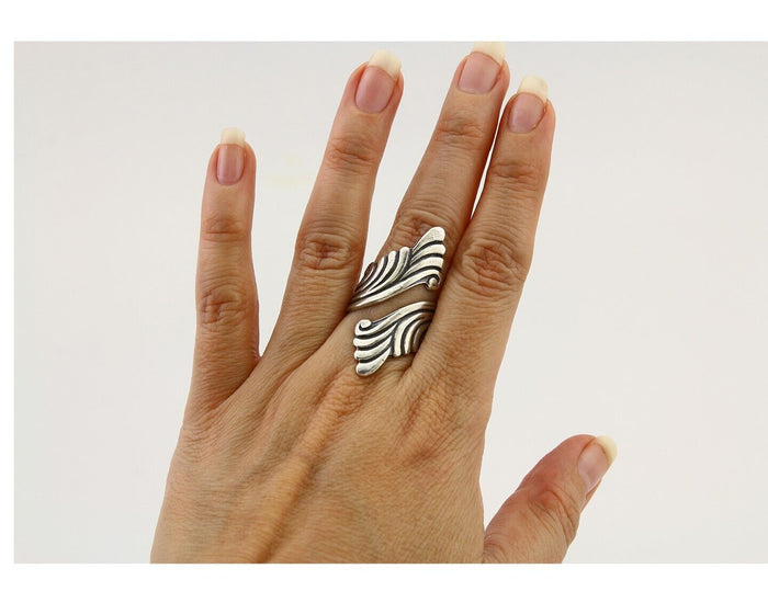 Navajo Adjustable Full Finger Ring 925 Silver Native American Size 5-9 C.80's