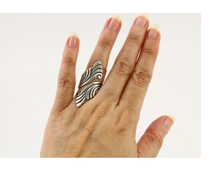 Navajo Adjustable Full Finger Ring 925 Silver Native American Size 5-9 C.80's