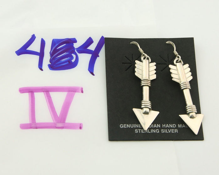 Navajo Arrow Earrings 925 Silver Artist Signed Pete Morgan C.80's
