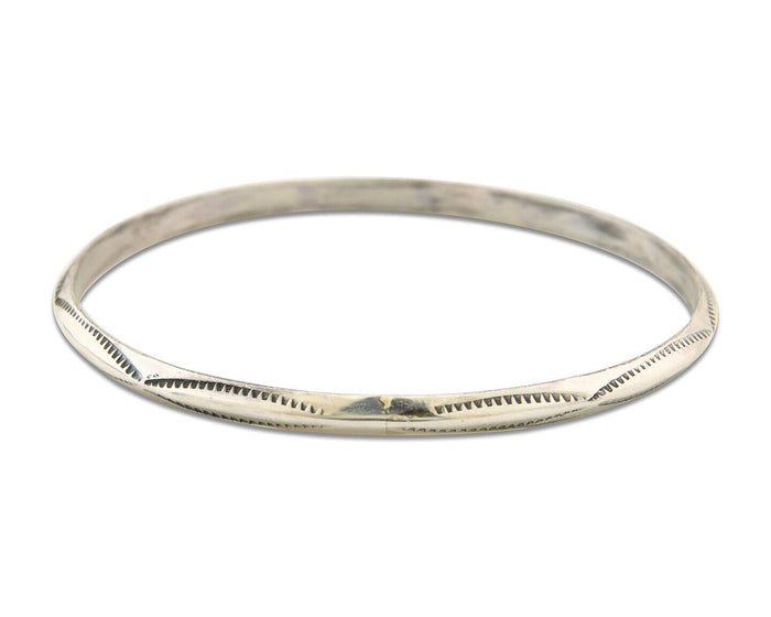 Navajo Bangle Bracelet 925 Silver Hand Stamped Triangle Native Artist C.80's