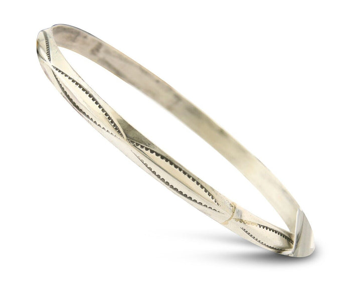 Navajo Bangle Bracelet 925 Silver Hand Stamped Triangle Native Artist C.80's