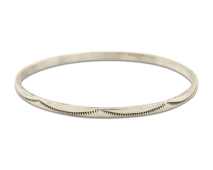 Navajo Bangle Bracelet 925 Silver Hand Stamped Twist Native American Artist C80s
