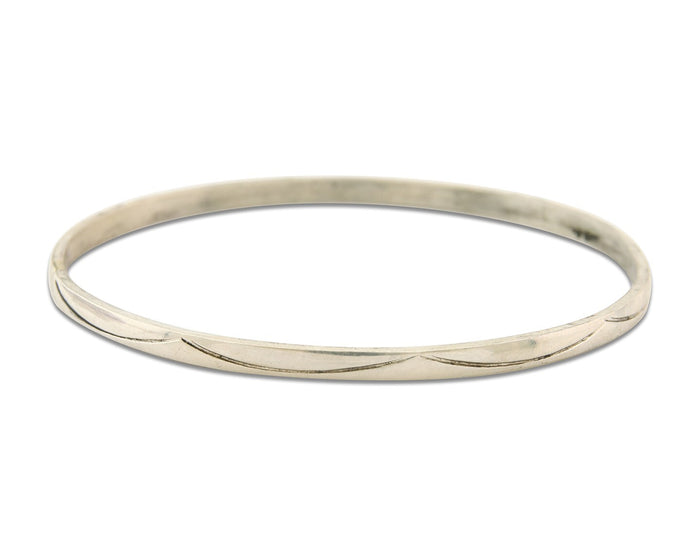 Navajo Bangle Bracelet 925 Silver Hand Stamped Twist Native American Artist C80s