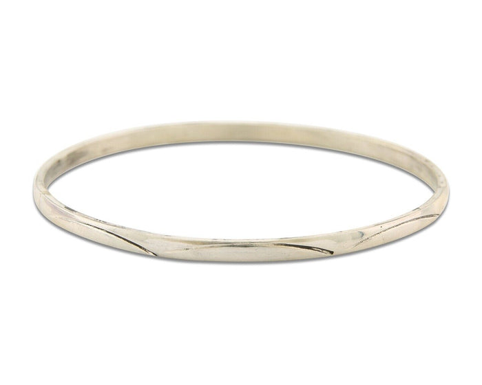 Navajo Bangle Bracelet 925 Silver Hand Stamped Twist Native American Artist C80s