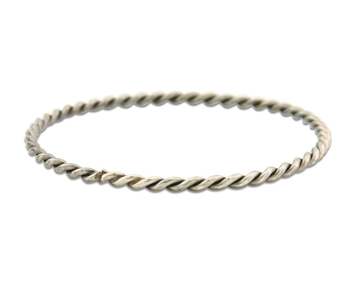 Navajo Bangle Bracelet 925 Silver Hand Stamped Twist Native American Artist C80s