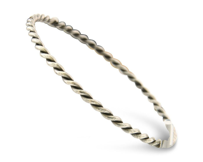 Navajo Bangle Bracelet 925 Silver Hand Stamped Twist Native American Artist C80s