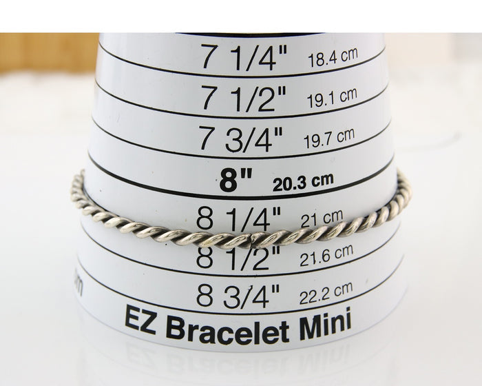 Navajo Bangle Bracelet 925 Silver Hand Stamped Twist Native American Artist C80s