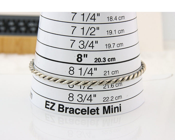 Navajo Bangle Bracelet 925 Silver Hand Stamped Twist Native American Artist C80s
