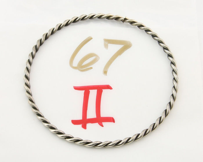 Navajo Bangle Bracelet 925 Silver Hand Stamped Twist Native American Artist C80s