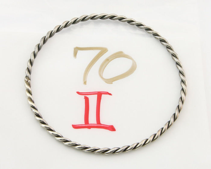 Navajo Bangle Bracelet 925 Silver Hand Stamped Twist Native American Artist C80s