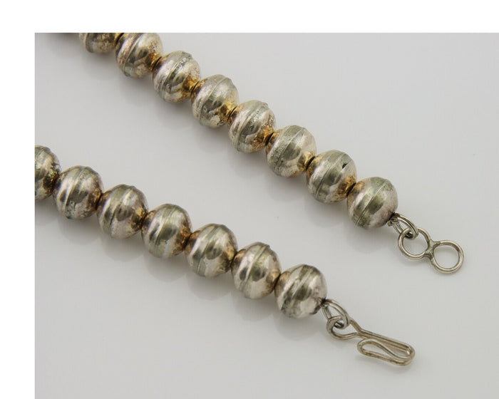 Navajo Bead Necklace 925 Silver Turquoise Native American Artist C.80's