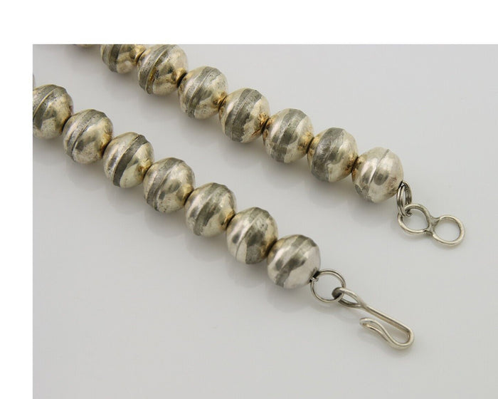 Navajo Bead Necklace 925 Silver Turquoise Native American Artist C.80's