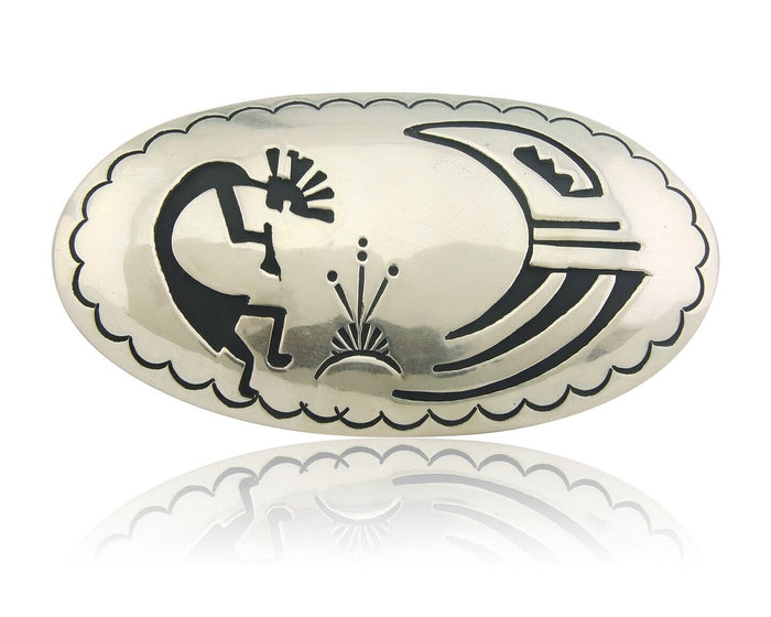 Navajo Belt Buckle 925 Sterling Silver Signed T Billy 1.5x2.5 in C.80's