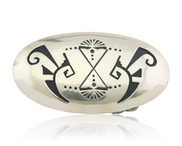 Navajo Belt Buckle 925 Sterling Silver Signed T Billy 1.5x2.5 in C.80's