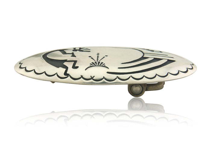 Navajo Belt Buckle 925 Sterling Silver Signed T Billy 1.5x2.5 in C.80's