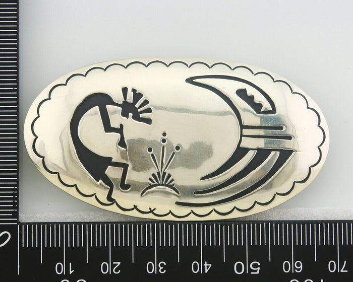 Navajo Belt Buckle 925 Sterling Silver Signed T Billy 1.5x2.5 in C.80's