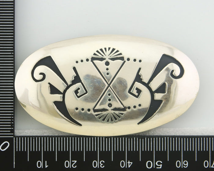 Navajo Belt Buckle 925 Sterling Silver Signed T Billy 1.5x2.5 in C.80's