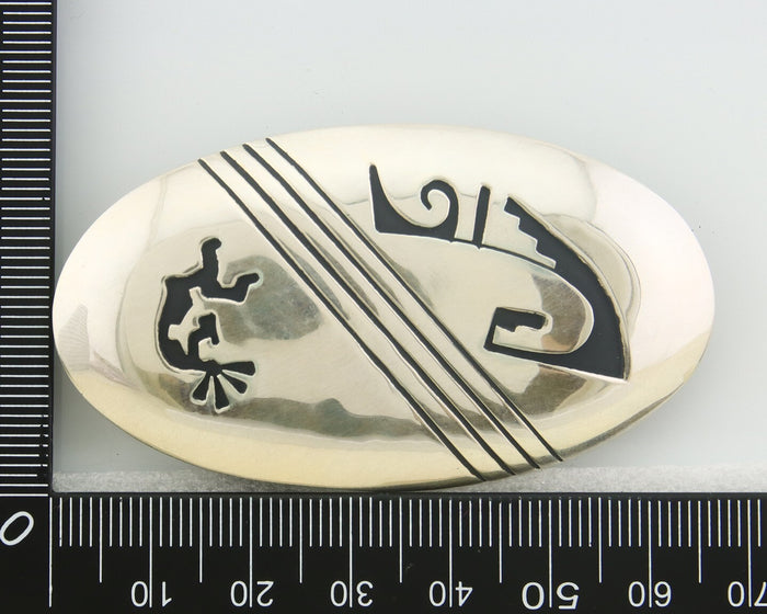 Navajo Belt Buckle 925 Sterling Silver Signed T Billy 1.5x2.5 in C.80's
