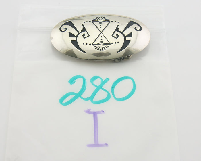 Navajo Belt Buckle 925 Sterling Silver Signed T Billy 1.5x2.5 in C.80's