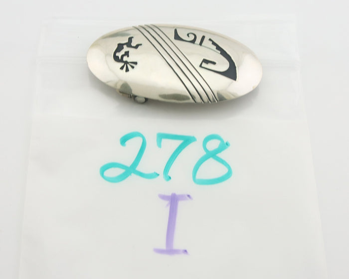 Navajo Belt Buckle 925 Sterling Silver Signed T Billy 1.5x2.5 in C.80's