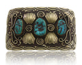 Navajo Belt Buckle .999 Nickel Handmade Artist Signed IJC 2.0x3.0 in C.1980's