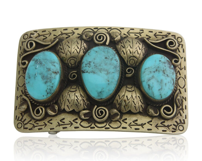 Navajo Belt Buckle .999 Nickel Handmade Artist Signed IJC 2.0x3.0 in C.1980's
