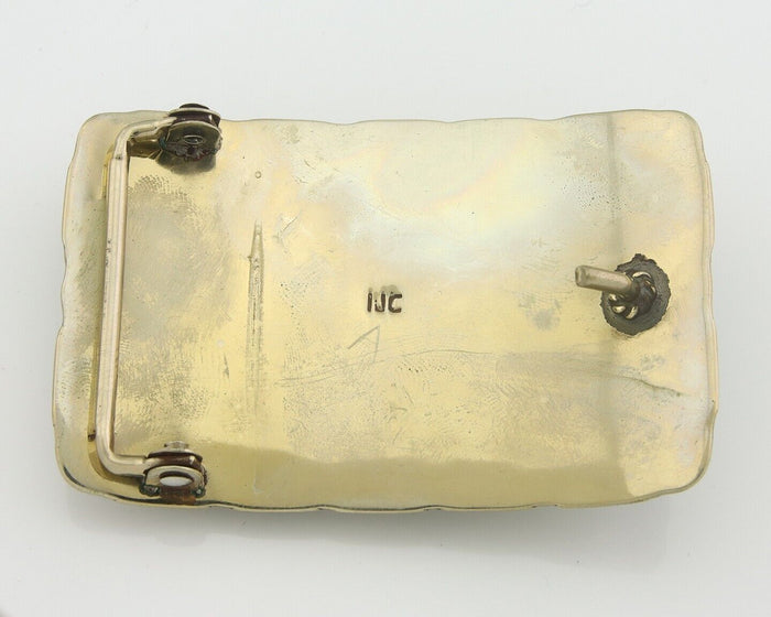 Navajo Belt Buckle .999 Nickel Handmade Artist Signed IJC 2.0x3.0 in C.1980's