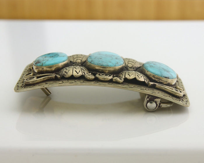 Navajo Belt Buckle .999 Nickel Handmade Artist Signed IJC 2.0x3.0 in C.1980's