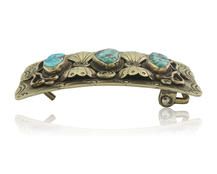 Navajo Belt Buckle .999 Nickel Handmade Artist Signed IJC 2.0x3.0 in C.1980's