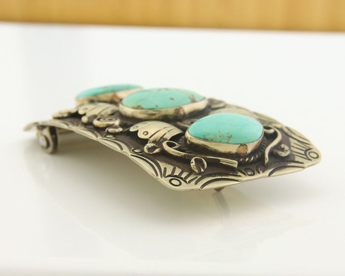 Navajo Belt Buckle .999 Nickel Handmade Artist Signed IJC 2.0x3.0 in C.1980's