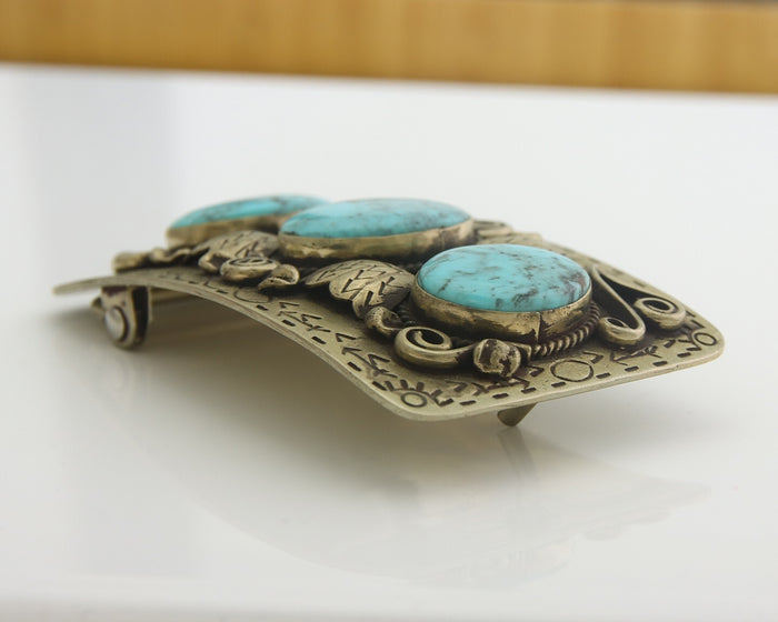 Navajo Belt Buckle .999 Nickel Handmade Artist Signed IJC 2.0x3.0 in C.1980's