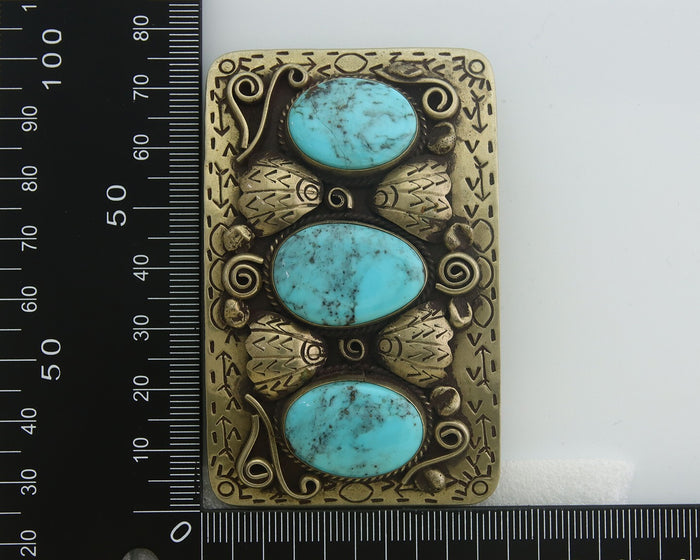 Navajo Belt Buckle .999 Nickel Handmade Artist Signed IJC 2.0x3.0 in C.1980's