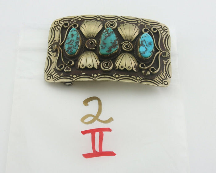 Navajo Belt Buckle .999 Nickel Handmade Artist Signed IJC 2.0x3.0 in C.1980's