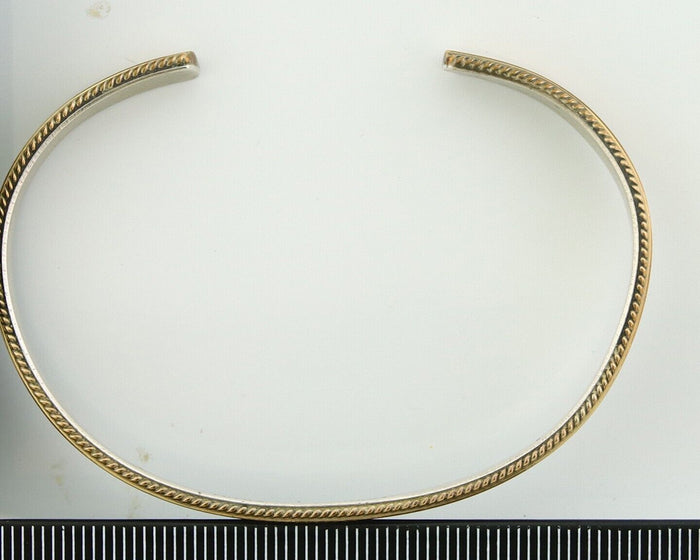 Navajo Bracelet 925 Silver & 12K Gold Cuff Artist Signed TAHE C.80's