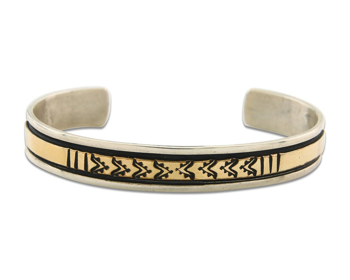 Navajo Bracelet 925 Silver & 12k Yellow Gold Filled Cuff Native American C.80's