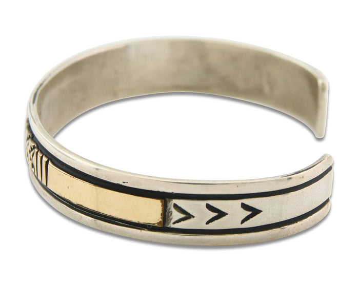 Navajo Bracelet 925 Silver & 12k Yellow Gold Filled Cuff Native American C.80's