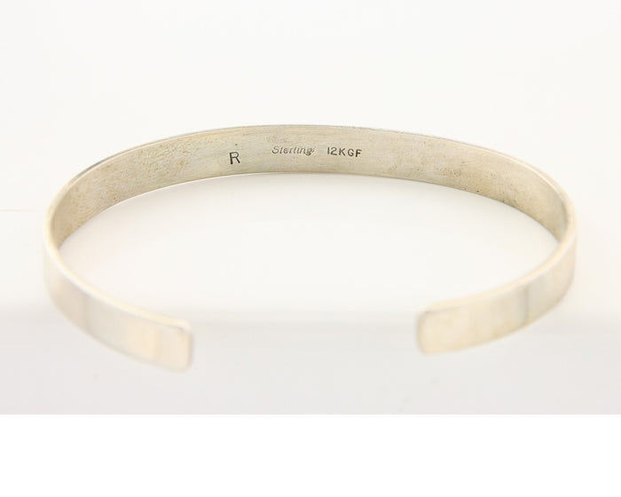 Navajo Bracelet 925 Silver & 12k Yellow Gold Filled Signed R C.80's