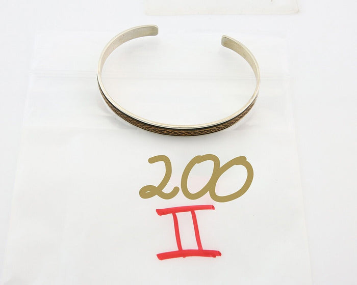 Navajo Bracelet 925 Silver & 12k Yellow Gold Filled Signed R C.80's