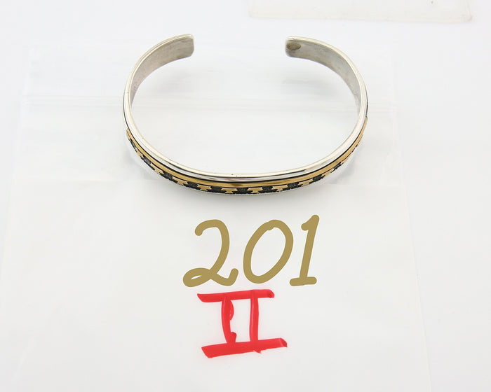 Navajo Bracelet 925 Silver & 12k Yellow Gold Filled Signed Thomas Singer C.80's