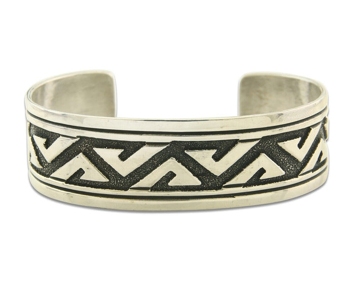 Navajo Bracelet 925 Silver Artist Signed Thomas Singer Cuff C.80's