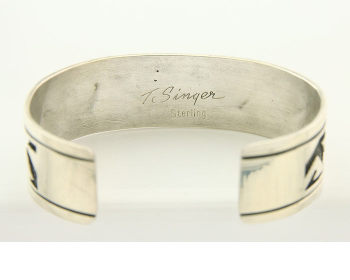 Navajo Bracelet 925 Silver Artist Signed Thomas Singer Cuff C.80's